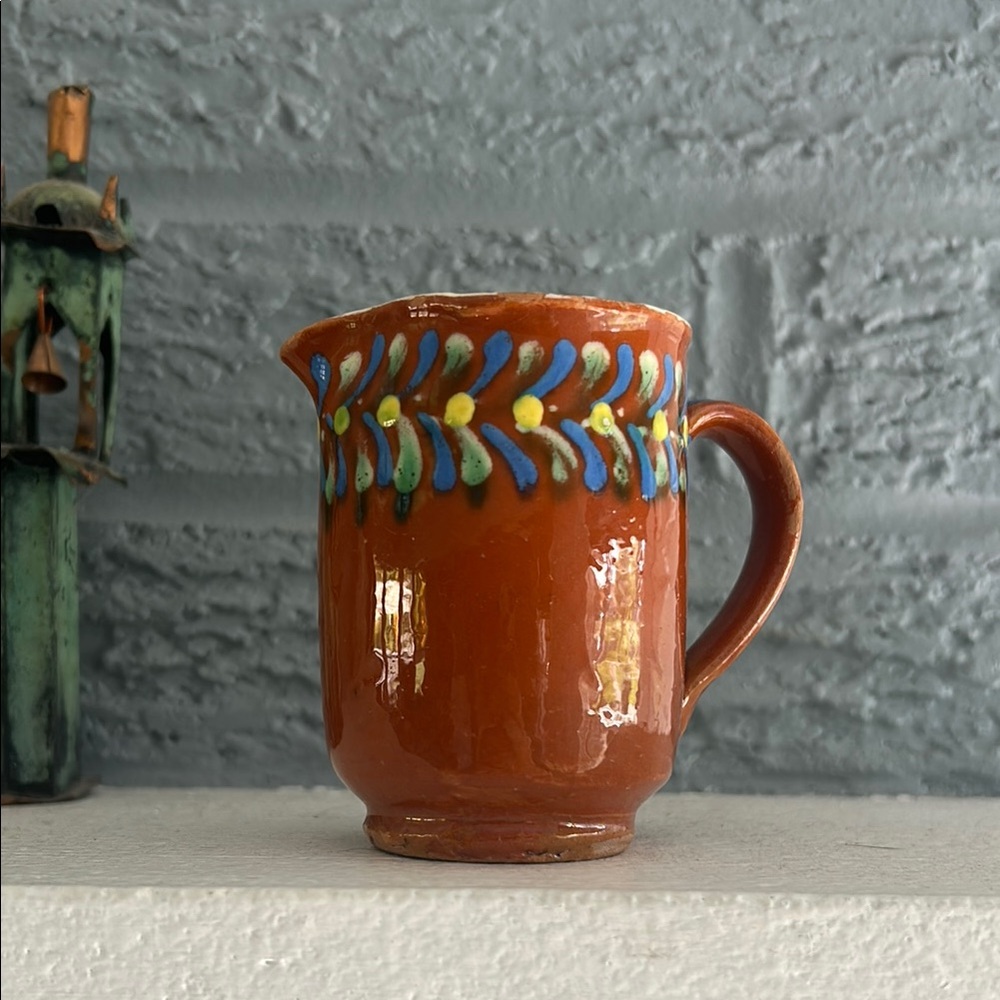 Handcrafted Bulgarian Redware Pottery Pitcher from 60’s